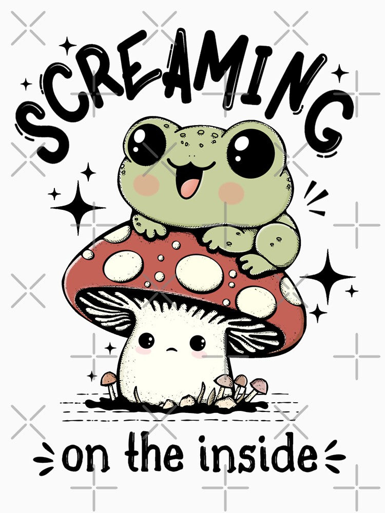 Screaming On The Inside Cute Frog by Lorena Tiana