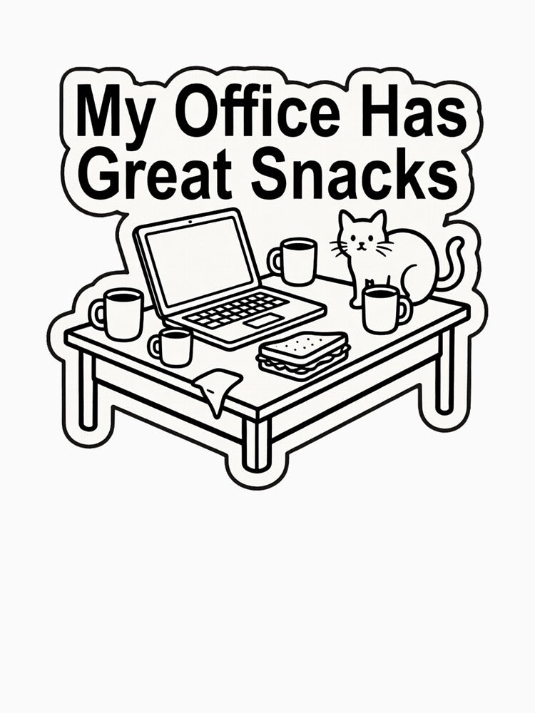 My Office Has Great Snacks Funny Work From Home Cat Humor by ZYNORAworld