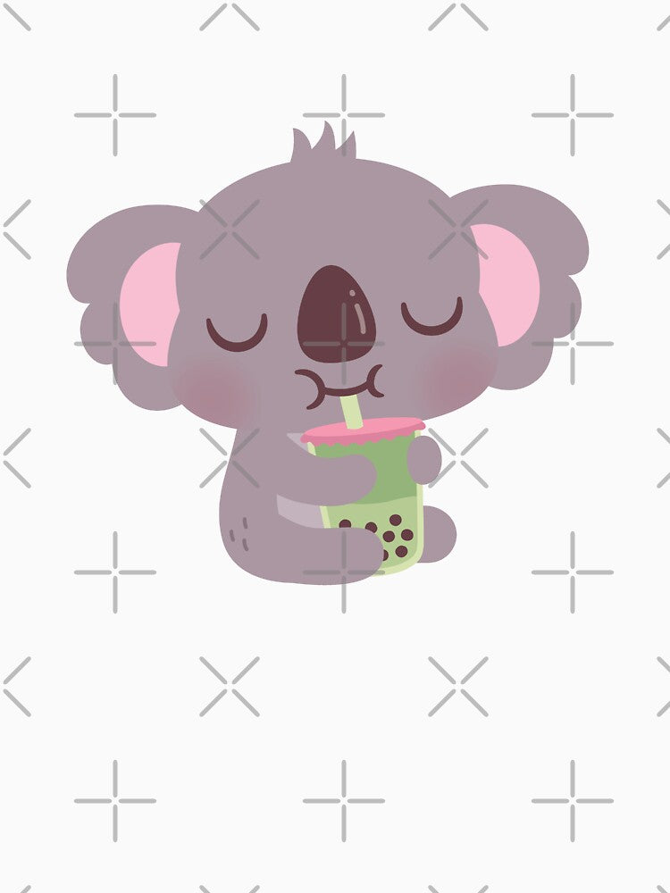 Cute Koala Drinks Matcha Boba Tea by rustydoodle