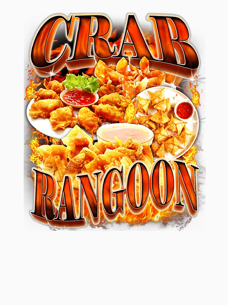 Crab Rangoon Funny Food Parody Retro Flame Style by tadmercado