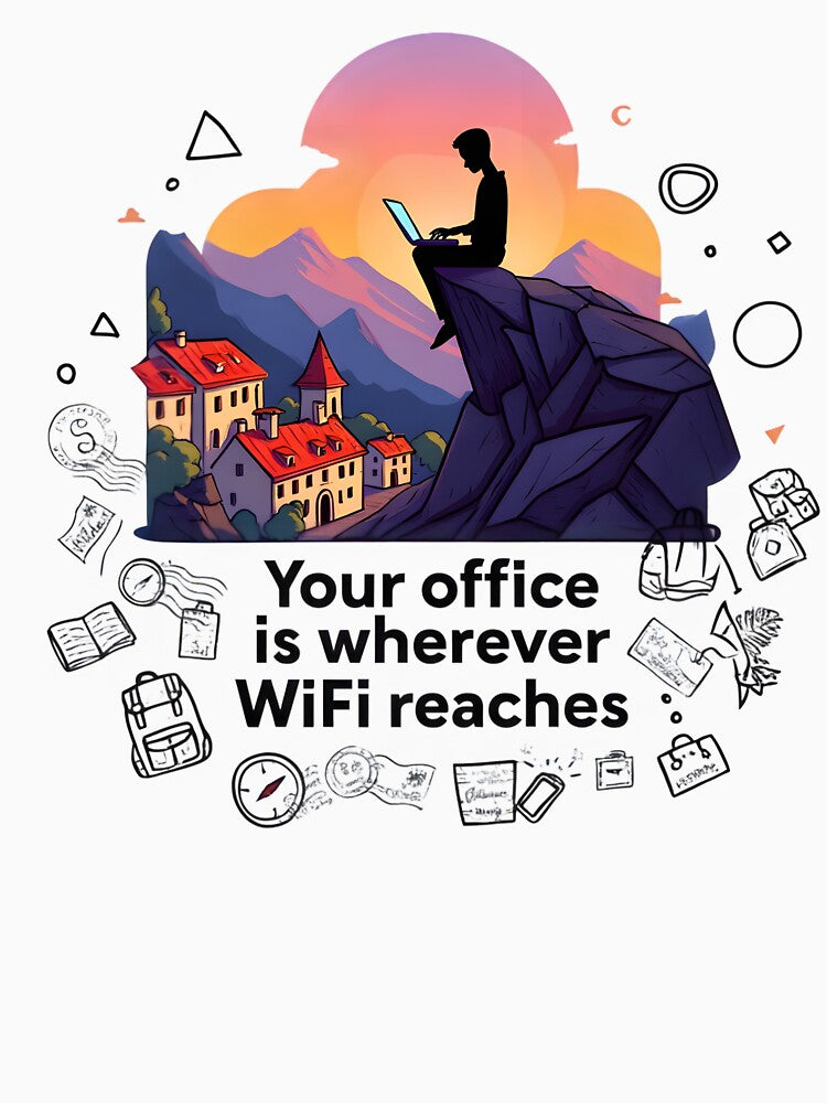 Your Office Is Wherever WiFi Reaches - Digital Nomad Remote Work Adventure Design by AnnDesignStudio