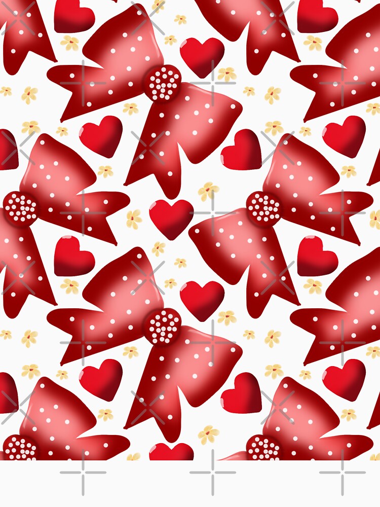 Cute  Bow Heart Pattern Red Aesthetic Coquette Love Design by HopeAndHustle