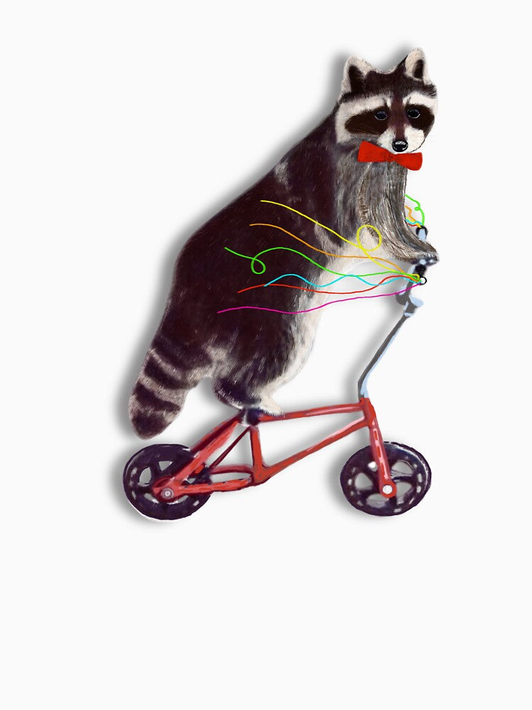 Raccoon on his little bike by TeddyDuckling