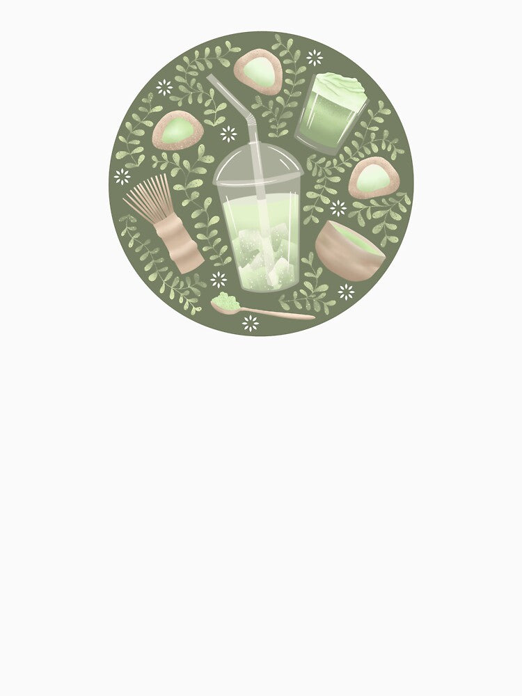 Matcha Tea Aesthetic Illustration | Kawaii Matcha Drinks & Sweets | Cozy Green Café Art for Stationery, Stickers & Gifts by piptompatternco