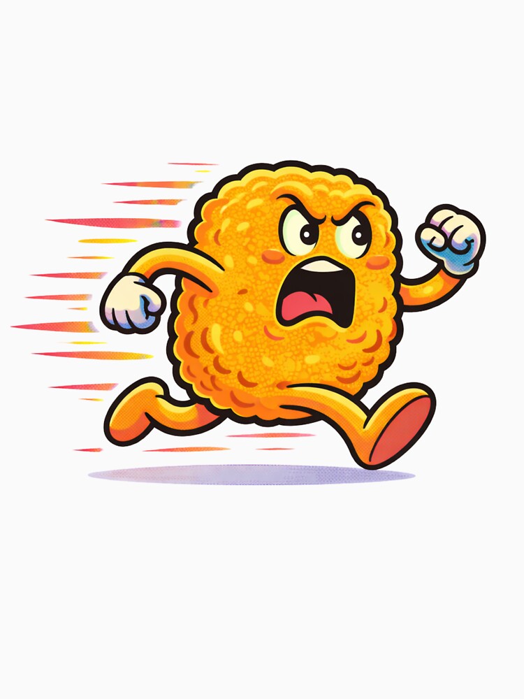 Running Chicken Nugget – Nostalgic Cartoon Graphic Tee by TTStudio