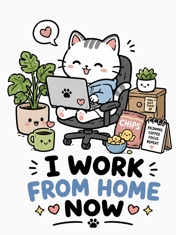 I Work From Home Now Cute Cat Shirt by MaynyStudio