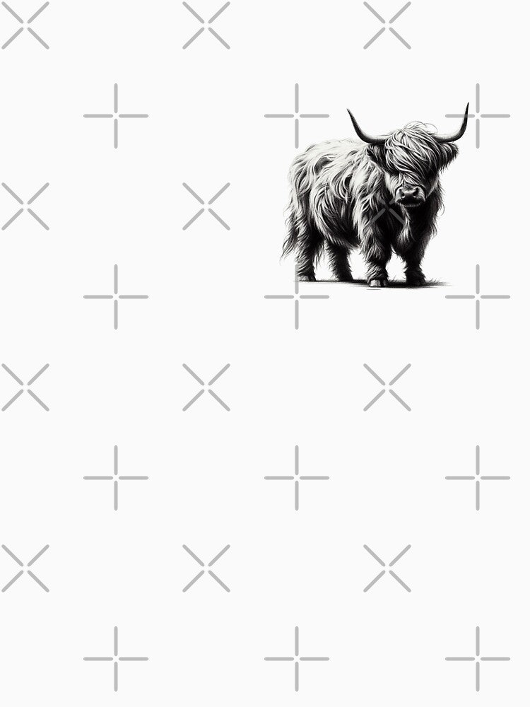 Scottish Highland Cow Abstract Retro Sketch by MaedK