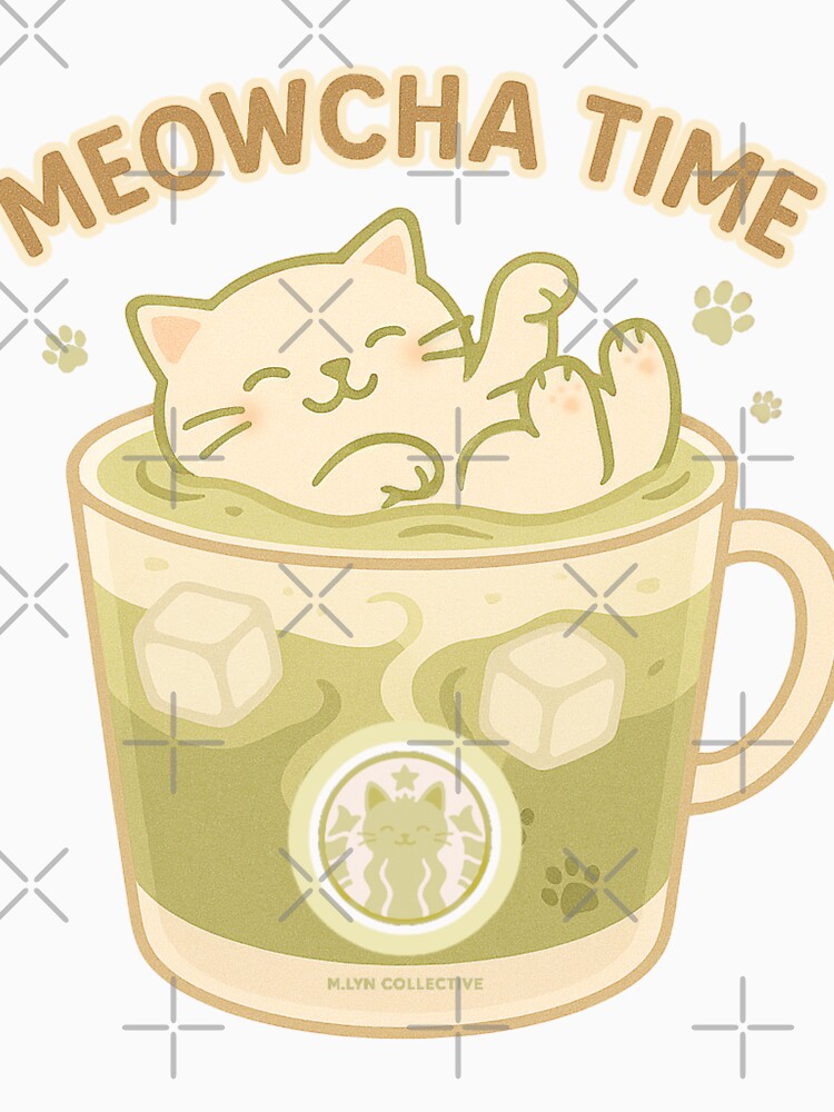 Meowcha Time – Relaxing Cat in Iced Matcha by MLynCollective
