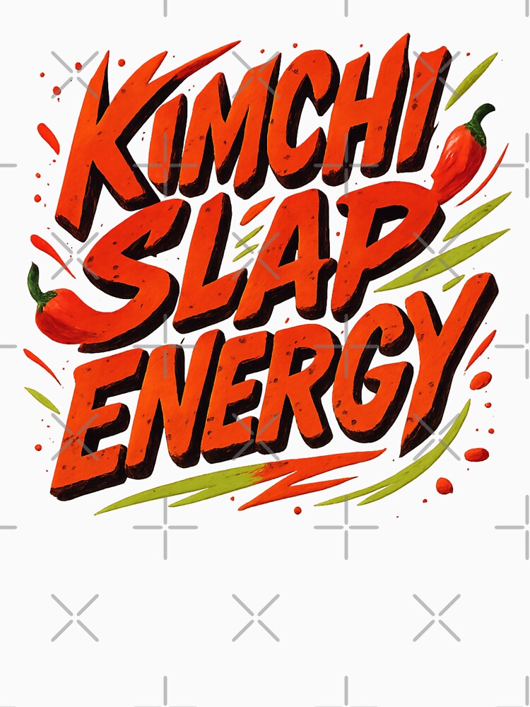 Kimchi Slap Energy, Spicy Korean Food Humor Typography, K-Drama fan by MonetObsidian