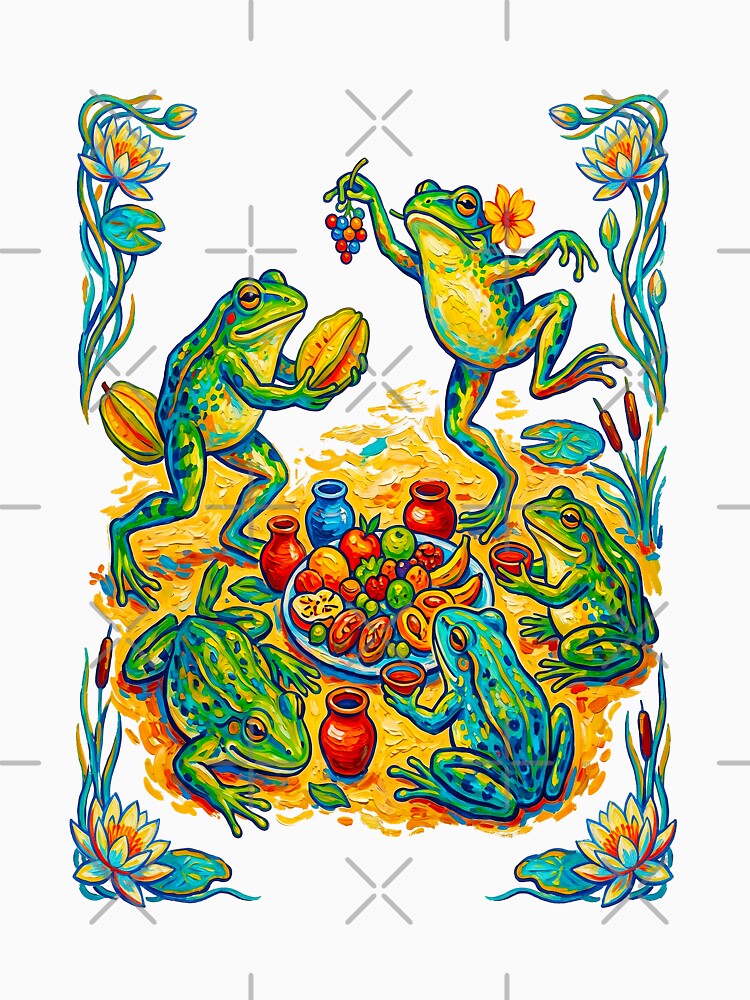 Cottagecore Frog Picnic Dancing by TeeARTHY