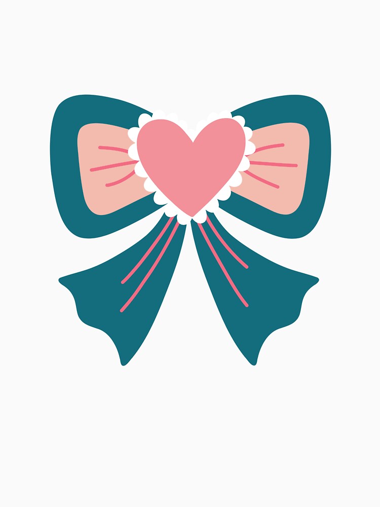 Trendy Teal and Pink Coquette Bow – Heart Ribbon Aesthetic Graphic by PACS0011