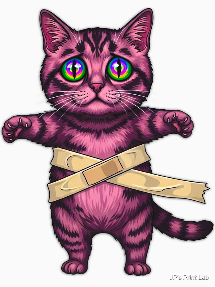 Glowing Gaze - Trippy Purple Striped Cat by JP's Print Lab