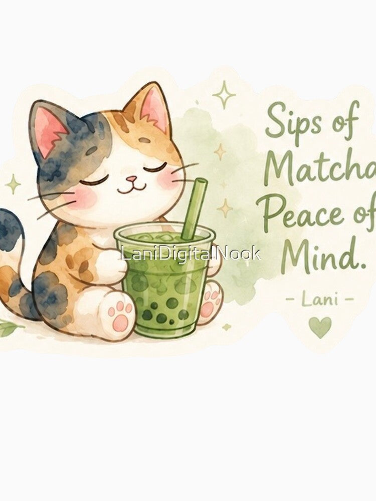 Sip of Matcha, Peace of Mind Lani Sticker｜Powered by Aloha Collection by LaniDigitalNook