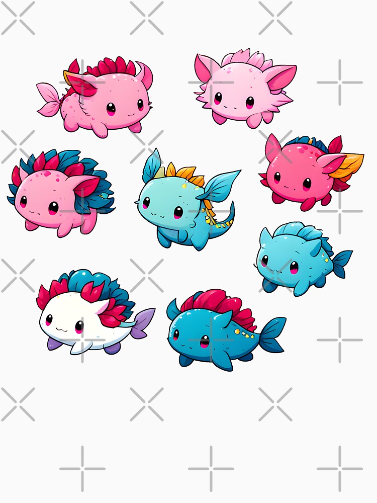 Cute Colorful Axolotl by RetroPop23
