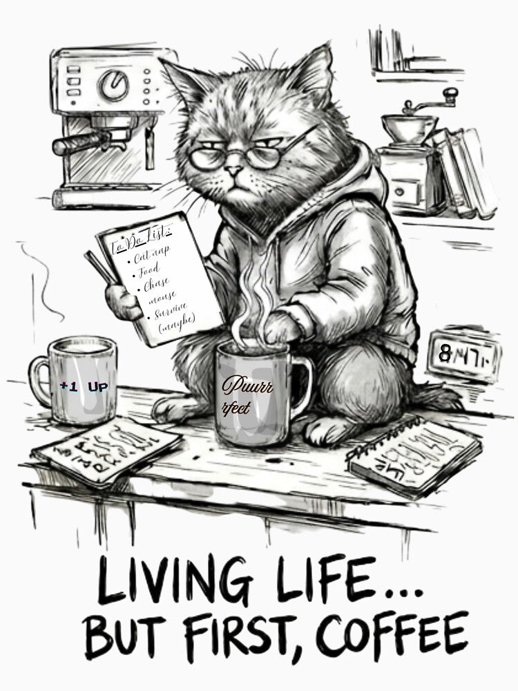 Living Life... But First, Coffee by LemonlyTees