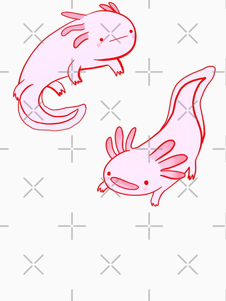 Pink axolotls drawing by Mayarart
