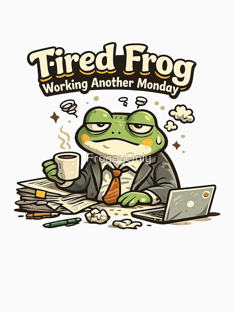 Tired frog at the office on Monday by FroggyOnly