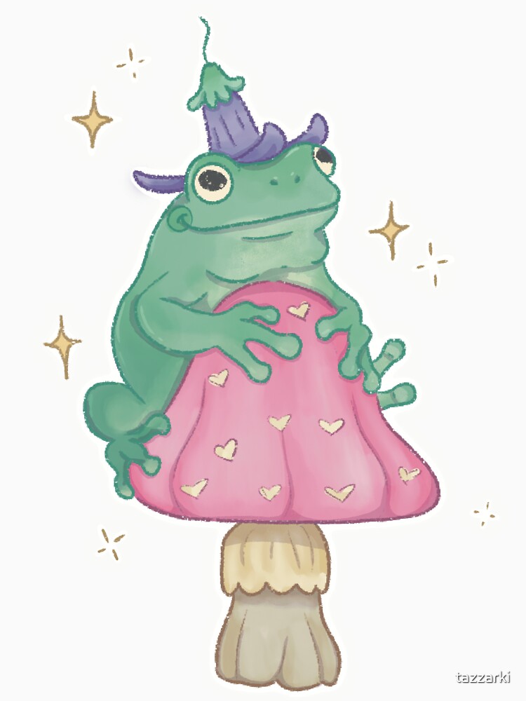 Happy lil frog on a mushroom by tazzarki