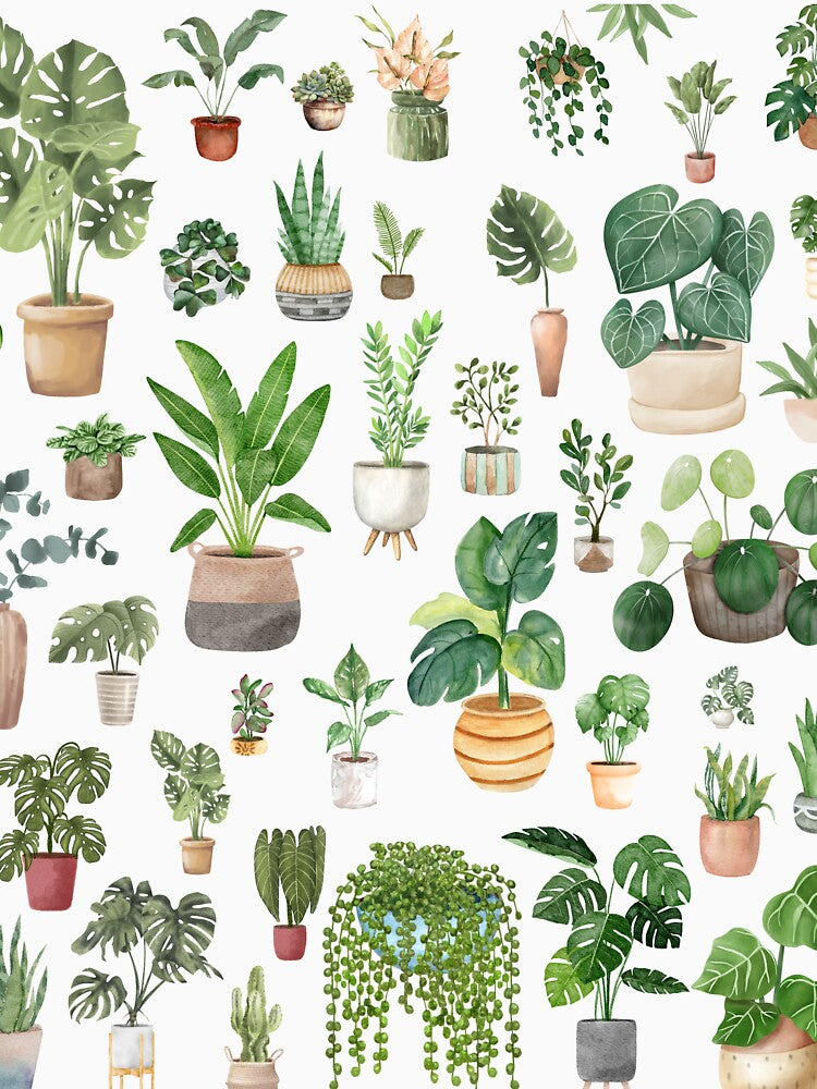 Lush Greenery – Watercolor Houseplants Collection by Softglow-Studio