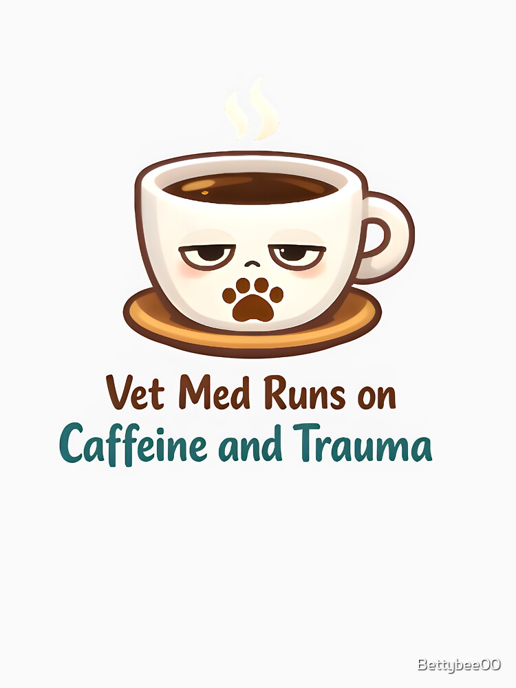 Vet Med Runs on Caffeine and Trauma – Dark Vet Humor Design by Bettybee00
