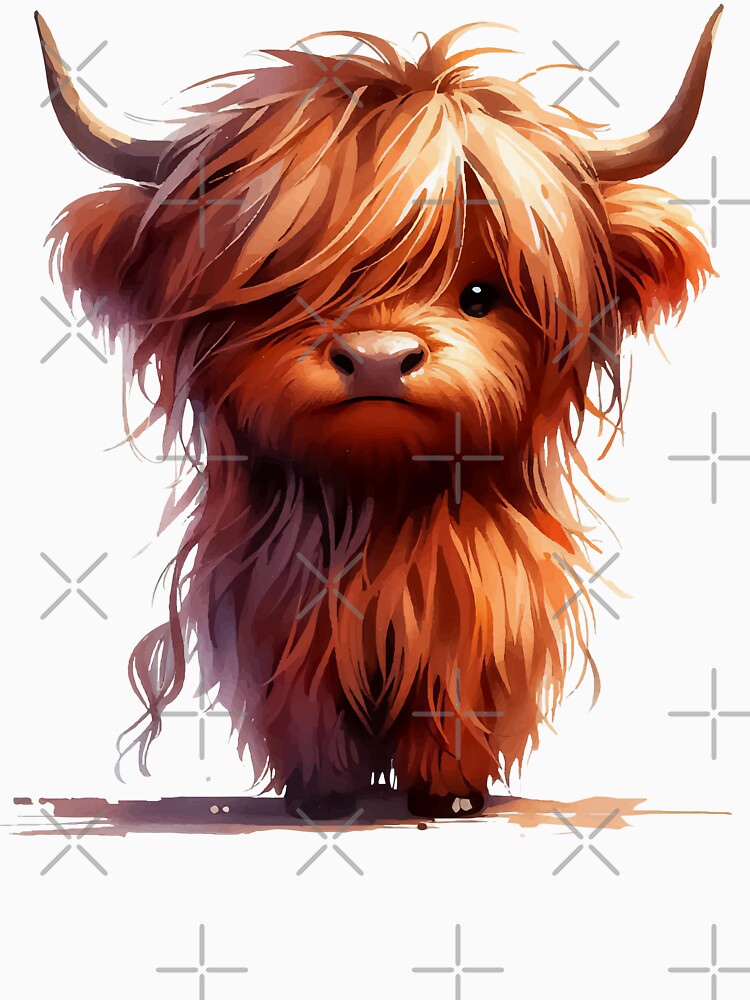 Watercolor Scottish Hairy Highland Cow by TomFrontierArt