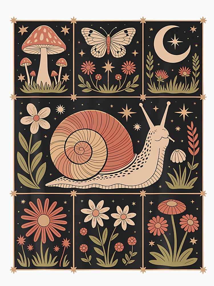 Whimsical Snail & Butterfly Night Garden by sestoreenzt