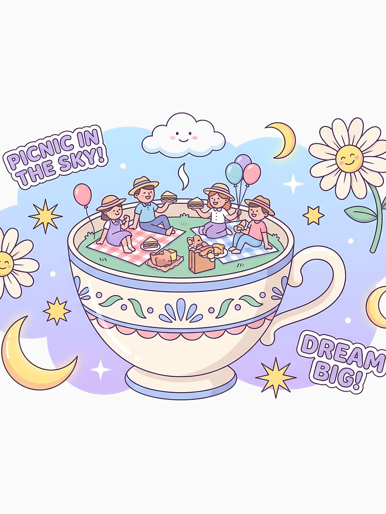 Sky Kawaii Tea Time Dreamland Picnic Art by ART ATTACK ZONE