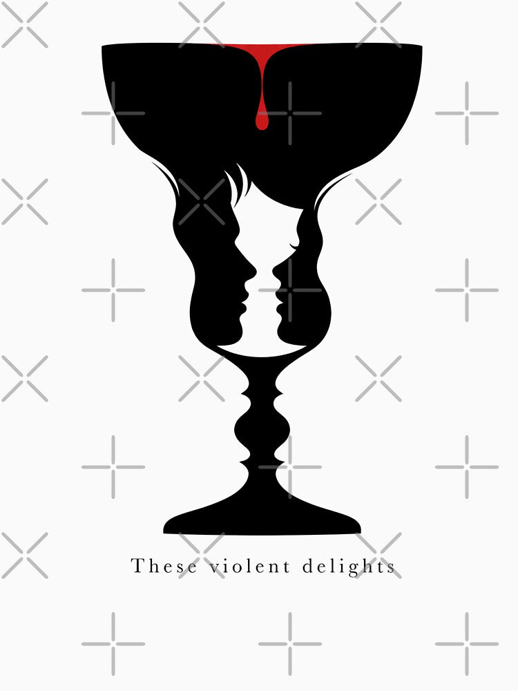 Romeo and Juliet These Violent Delights Optical Illusion Goblet Art by Fenay Designs