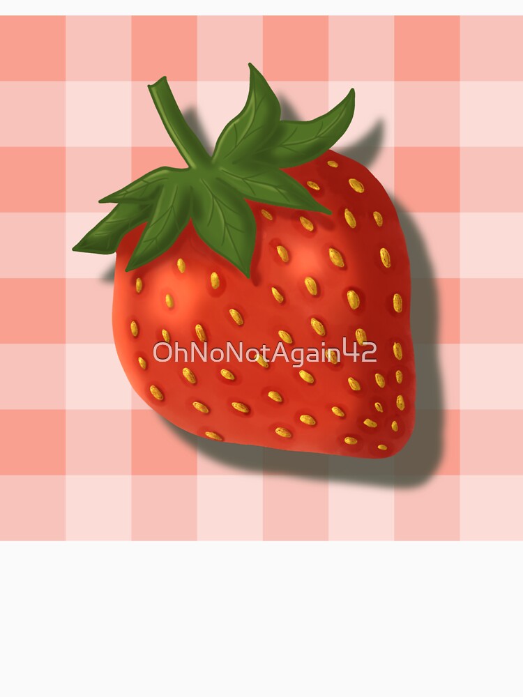 Strawberry on pink gingham - French country floral by OhNoNotAgain42