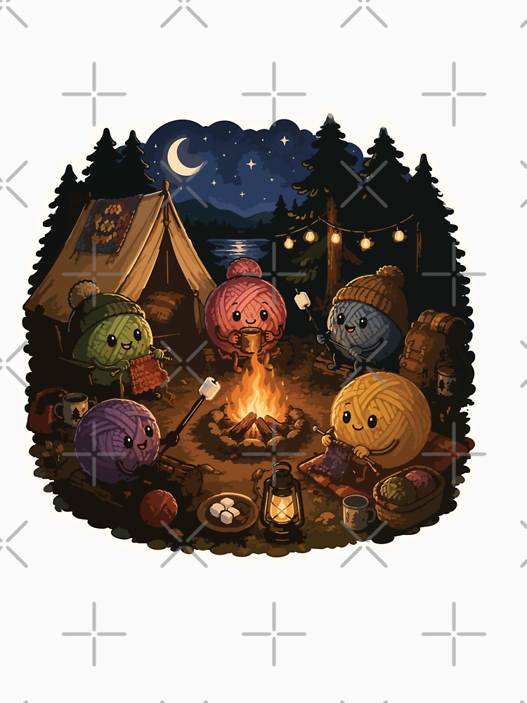 Cozy Yarn Campfire Cute Camping Crochet by SimplePoDesign