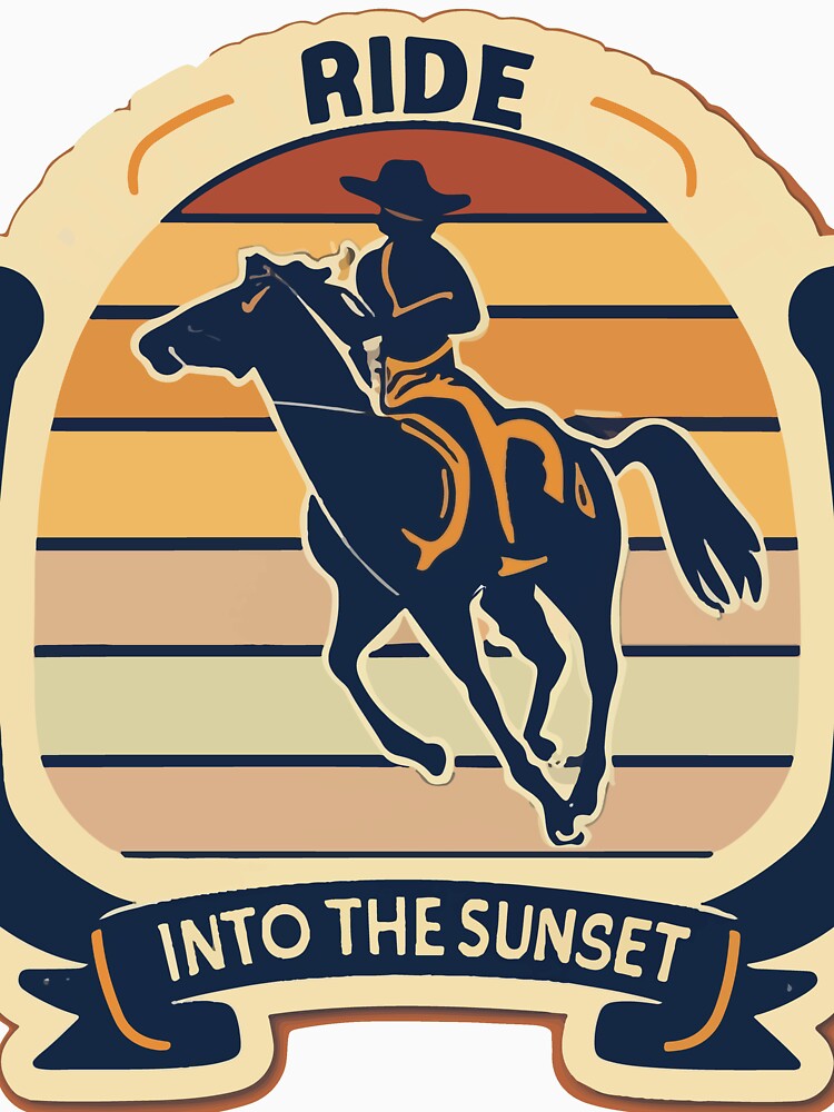 Ride into the Sunset - Retro Bronco Horseshoe Design by NiftyWrx
