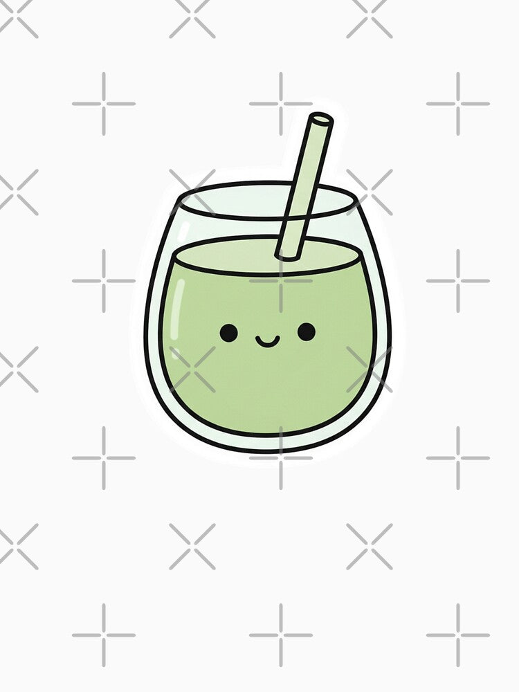 Emotional Support Matcha – Cute Kawaii Matcha Tea Illustration Sticker by MuseAI
