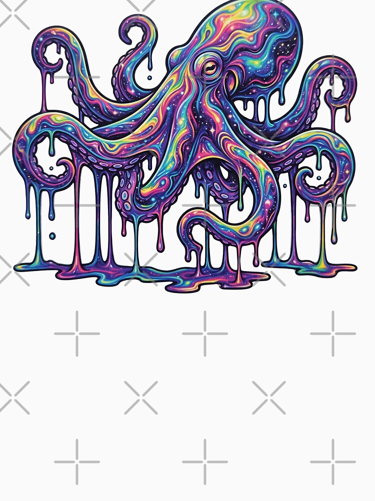 Psychedelic Melting Space Octopus Trippy Cosmic Kraken by Ink & Void Co.