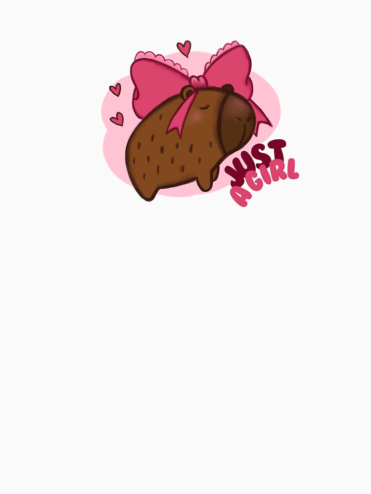 Just A Girl Coquette Capybara with Pink Bow - Cute Aesthetic by Tattyarts