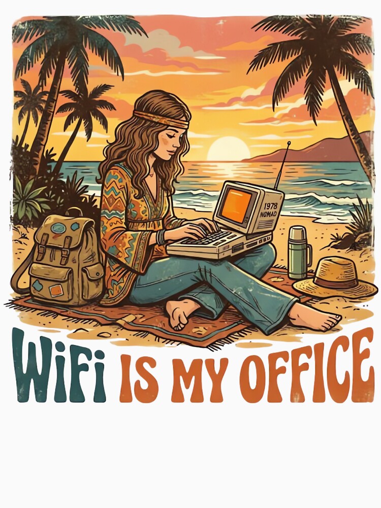 WiFi Is My Office Vintage Retro T-Shirt Design by urbinet