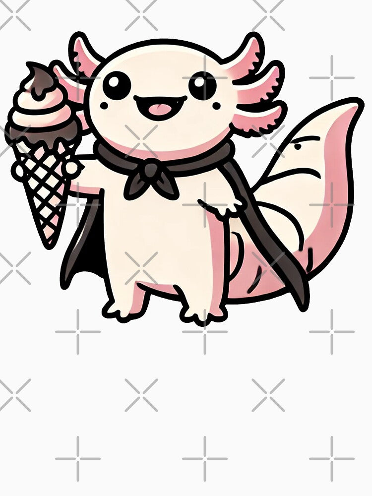 Kawaii Axolotl Superhero Holding Giant Ice Cream Cone by RetroPop23