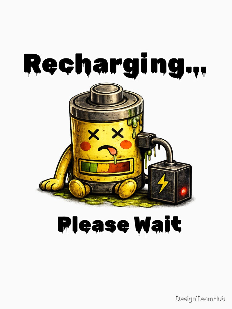 Recharging Please Wait Shirt – Social Battery Low Funny Introvert Aesthetic Tee by DesignTeamHub