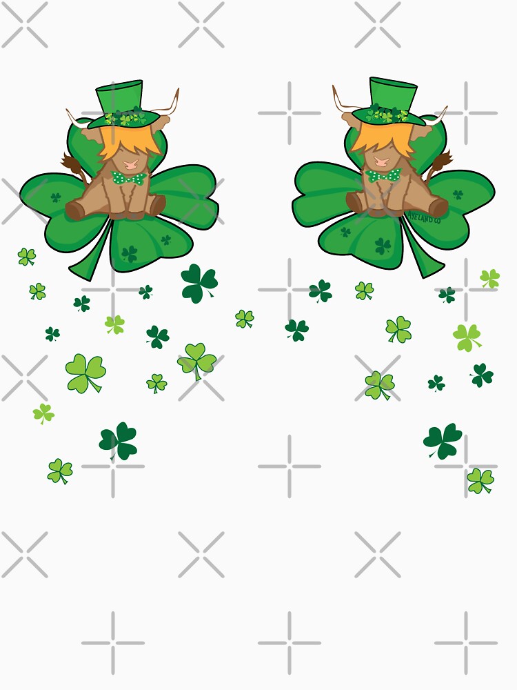 Scottish highland cow st patrick's day lucky shamrock boobiess by Ayelandco