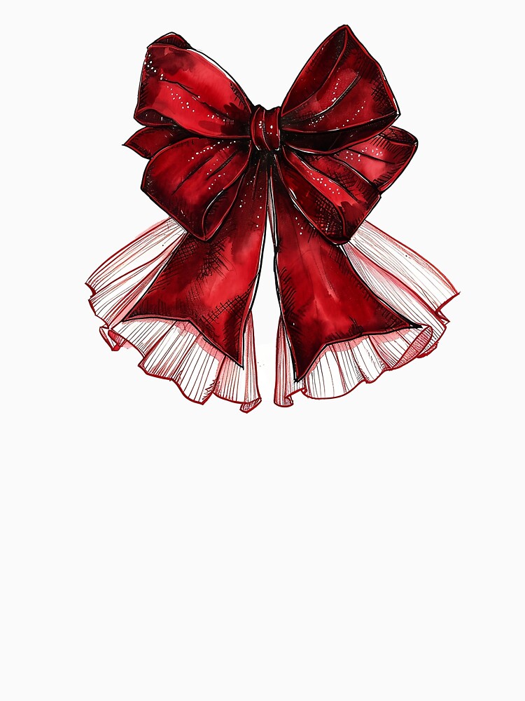 Coquette Balletcore Red Velvet Ribbon Illustration by IdolinkEmporium