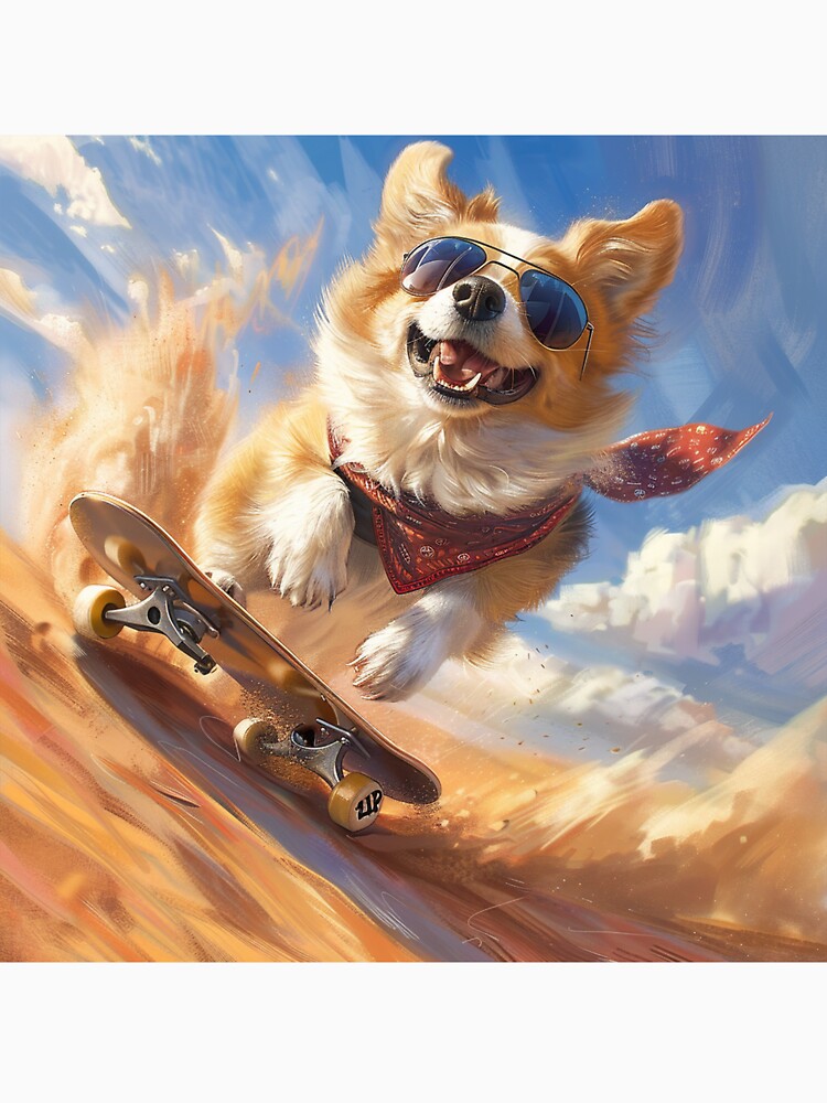 Corgi dog on skateboard by CorgiCuddle
