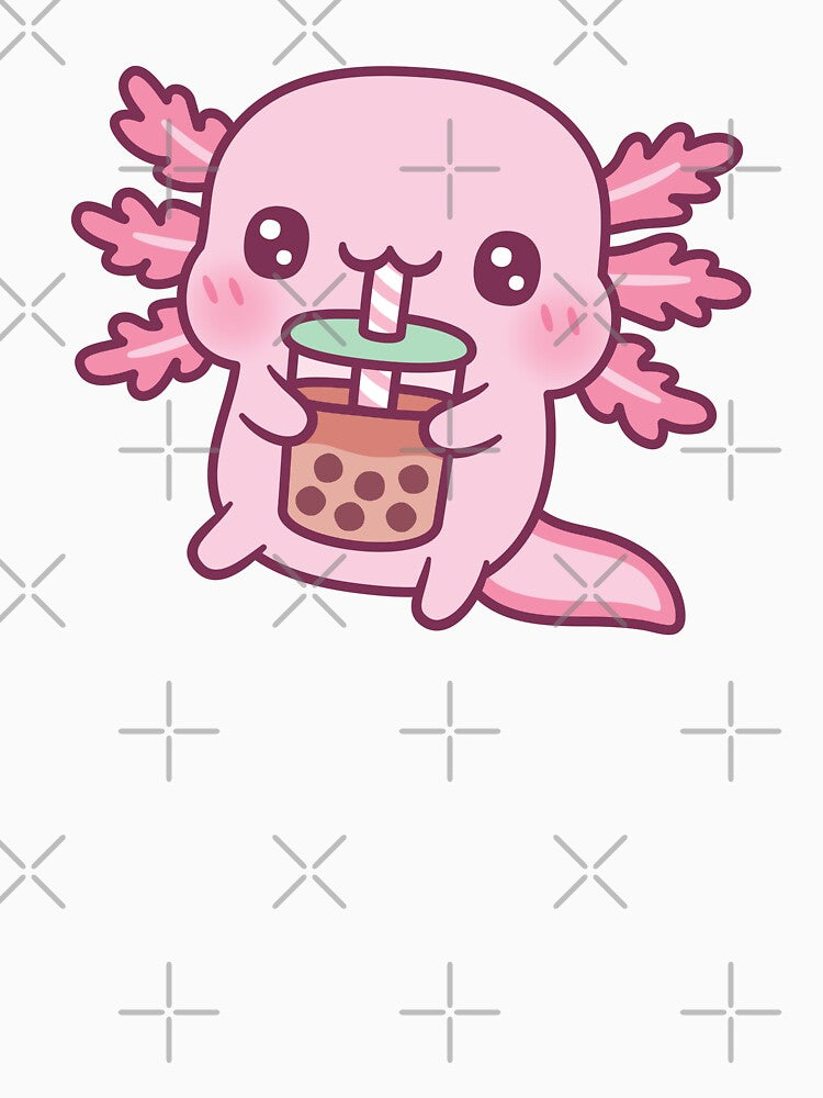 Cute Axolotl Drinking Boba Tea by rustydoodle