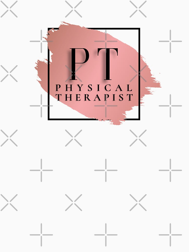 PT Physical Therapist Vers. 2 Unique, Minimalist Square Typography Acronym, Pink Abstract, Modern Preppy Rose Gold by PeriodicLabel