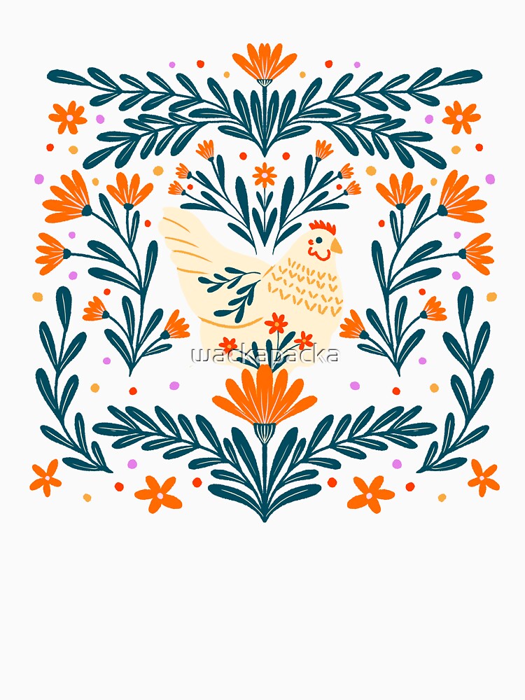Blooming Chicken - teal and orange by wackapacka