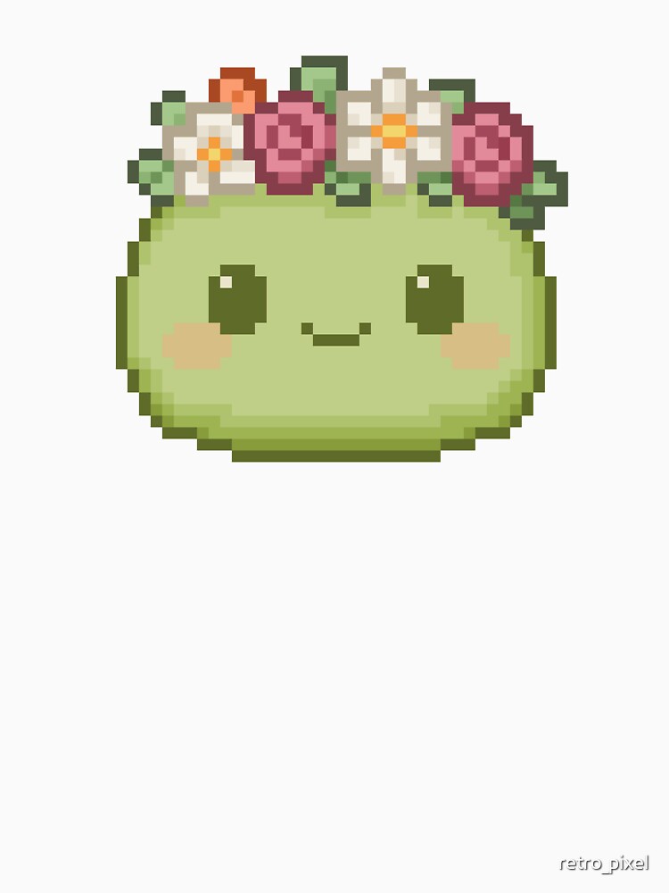 Flower Crown Pixel Mochi - Matcha Green by retro_pixel