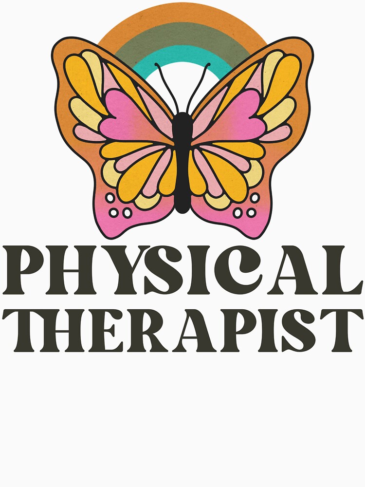 Physical Therapist Retro Butterfly Vintage Rainbow by AsinusAS
