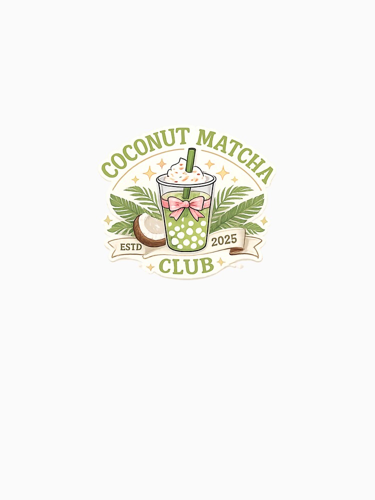 Coconut Matcha Club Tropical Boba Tea Aesthetic Design by Aura.Creative