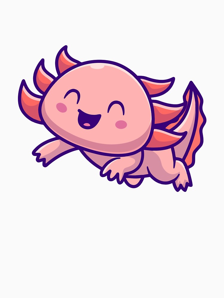 Happy Kawaii Axolotl Cute Pink Sea Creature by mseymo