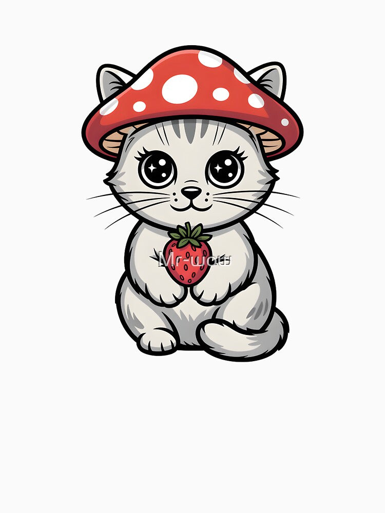 Super Kawaii Mushroom Cat with Big Eyes by Mr-wow