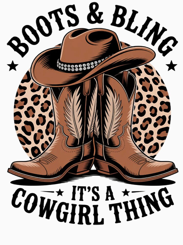 Stylish Western Boots with Cowgirl hat and Bling Accent by Ikwalima