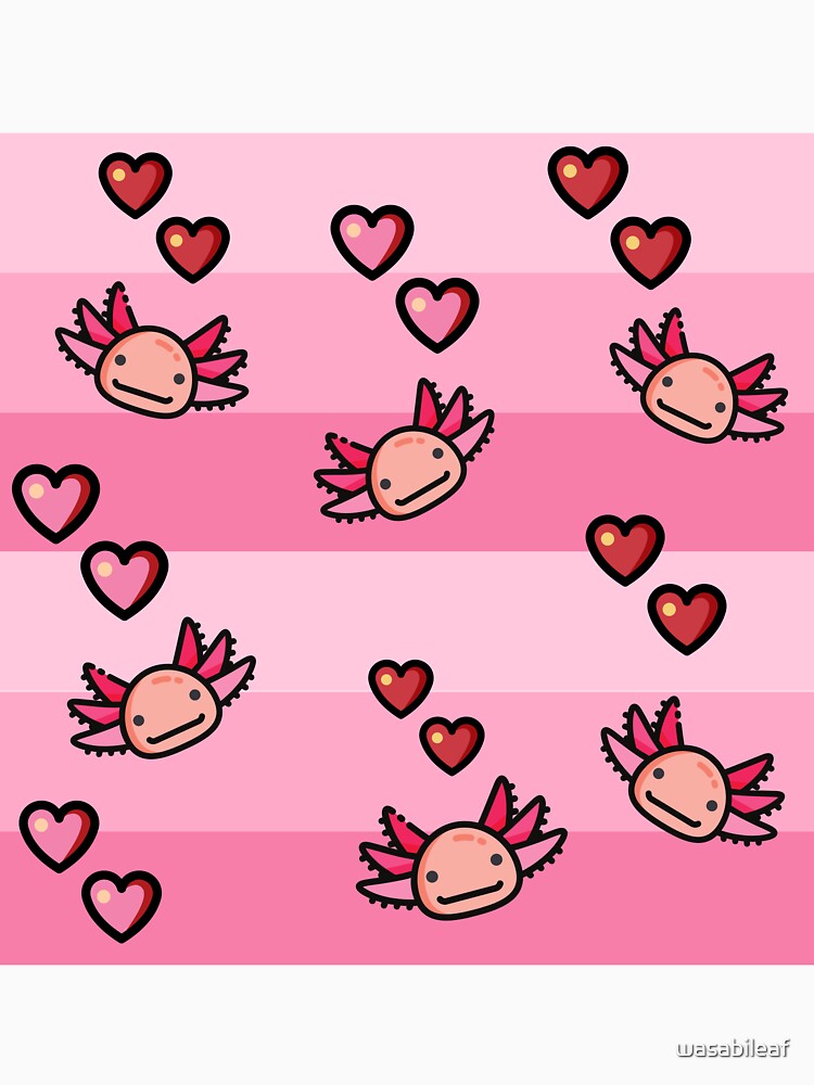 Pink Fever Axolotl Love Tapestry by wasabileaf